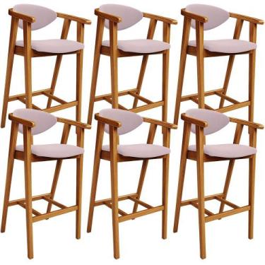 Imagem de Kit 06 Banquetas Alta Para Cozinha Bancada Bar Sala de Jantar Fixa Cec