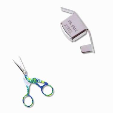 Imagem de Kit Tesoura de Precisão Pássaro Azul Desenhada Resistente Mais Guia Ma