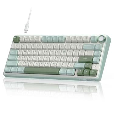 Imagem de Teclado mecânico R75 com fio RK ROYAL KLUDGE, com botão de volume, 75% estilo Gasket Mount, teclas removíveis, som suave, perfil MDA, teclas de PBT