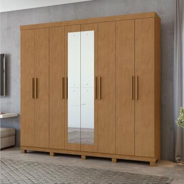 Imagem de Móveis Lopas - Guarda-Roupa New Andara 8 Portas 4 Gavetas Com Espelho e Pés Móveis Lopas