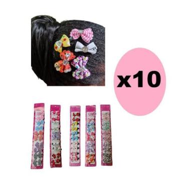 Imagem de Kit 10 Mini Laços Infantil c/ Presilha Estampas sortidas - Lynx produç