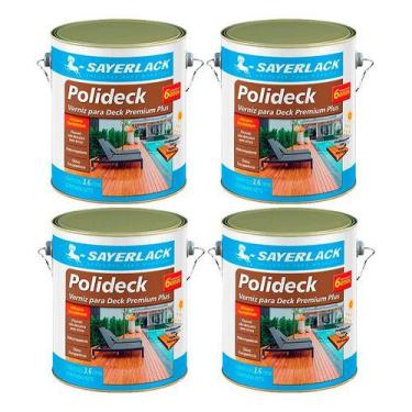 Imagem de 4 Verniz Deck Polideck Madeira Piscina 3,6lt Semibrilho Sayerlack, Nat