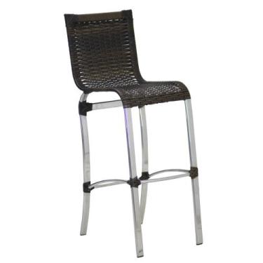 Imagem de Banqueta Alta em Alumínio Para Balcão Edícula Cozinha Trama, Pedra Fer