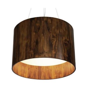 Imagem de Lustre Pendente Cilíndrico 35x40cm 1xE27 Madeira Imbuia - FOXLustres