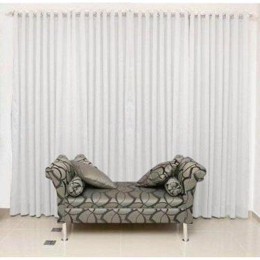 Imagem de Cortina Bicolor Rústica com Ilhóses Cromado 4 x 2,5  Admirare, Branca