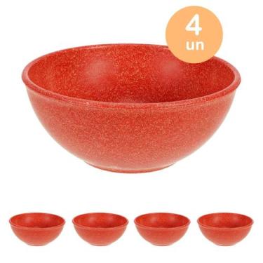 Imagem de 4un TIGELA 500ml BOWL CUMBUCA VASILHA SOPA CALDO VERMELHO - Evo