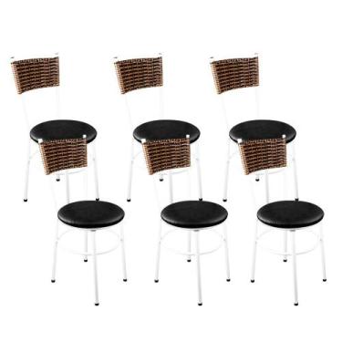 Imagem de 6 Cadeiras Brancas Para Cozinha Viena Avelã - Laumar, Preto