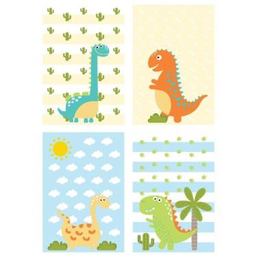 Imagem de Kit Placa Decorativa MDF Infantil Dinossauro Baby 2 4un - Quartinhos