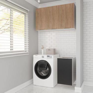 Imagem de Lavanderia Modulada 2 Peças sem Tampo sem Rodapé Ipanema Cabecasa Madeiramadeira Grafite Trama/Acácia