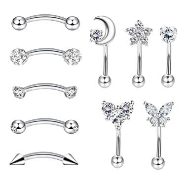 Imagem de Glupez 1/2/3/5/10 peças 1,6 mm halteres industriais Halloween aço cirúrgico CZ Ear Studs kit de piercings de orelha lábio unha cartilagem hélice lóbulo lábio nariz anéis tragus body piercing joia para