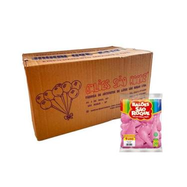 Imagem de Balão de Festa Látex Liso 9'' - Rosa Baby - Caixa com 25 pacotes - 125