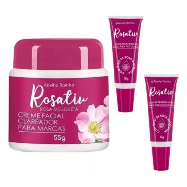 Imagem de 1 Creme Facial Clareador Rosa Mosqueta 55g +  2 Creme Regenerador Olho