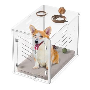 Imagem de Sumerflos Móveis de acrílico para cães - Mesa de canto transparente para cães pequenos e médios de até 20 kg com trava interna ventilada, 76 cm C x 51 cm L x 56 cm A