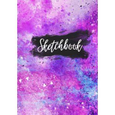 Imagem de Sketchbook: Blank Page White Paper Grunge Sketchbook - Abstract Pink, Purple, Blue Paint Splatter Hardcover - Perfect for Drawing, Sketching, ... Kids and Adults - Large Pages (Sketchbooks)