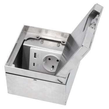 Imagem de Tomada de Chão Embutida, 2 Pinos, Tomada de Chão, Usb Tipo C, Carregamento Rápido, Caixa de Receptáculo Elétrico