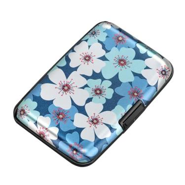 Imagem de ELFISH Mini carteira de alumínio RFID porta-cartões de crédito capa de metal para identidade masculina e feminina, Flores de cerejeira
