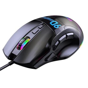 Imagem de Mouse USB para jogos com fio 9 botões com definição macro de luz de fundo 12000DPI mouse para jogos para computadores desktop e laptops