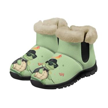Imagem de GOSTONG Botas de neve femininas de inverno, quentes, forradas, macias, antiderrapantes, confortáveis, para caminhadas ao ar livre, tamanho 6-12, Mr. Tartaruga e pássaros, 42