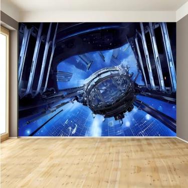 Imagem de Lcythiazole Tamanho personalizável - Papel de parede do universo futuro, papel de parede de nave espacial 3D, adesivos de parede de nave espacial, removíveis, para quartos e quarto de criança
