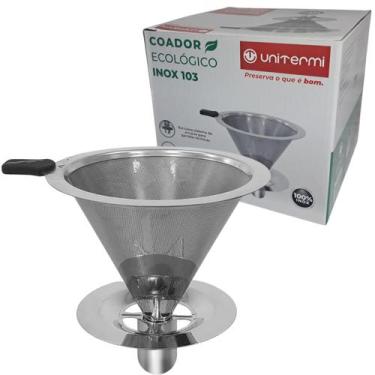 Imagem de Filtro Coador De Café Aço Inox Tamanho 103 Reutilizável Sem Usar Papel