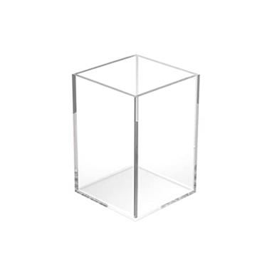 Imagem de Porta-lápis transparente organizador de mesa, recipiente para canetas, copo de ouro rosa, papelaria (transparente)