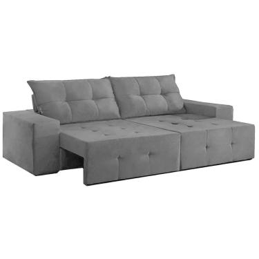 Imagem de Sofá Espanha 2 Lugares Retrátil 150cm Tecido Suede - Cinza