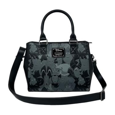 Imagem de Loungefly Bolsa tiracolo Disney Villains Debossed Allover estampada, preta, média, Preto, Medium