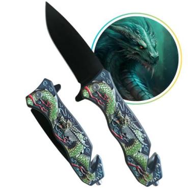 Imagem de Canivete Semiautomatico de Bolso Quebra Vidros e Cortador de Cabos com