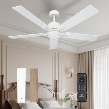 Imagem de Vagizm Ventilador De Teto Com Controle Remoto: Ventiladores De Quarto Modernos De 52 Polegadas Com Temperaturas Tricolores Reguláveis, Led - Motor Cc Reversível Silencioso - Uso Doméstico Interno (