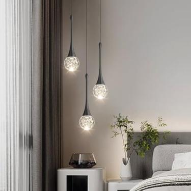 Imagem de cenozo Cenzoz 3-Luzes Pendentes Modernas Para Ilha De Cozinha Led Regulável Cristal Glamour Iluminação Pendente De Teto Lustre Para Sala De Jantar Corredor Quarto Canto Lâmpada Preta