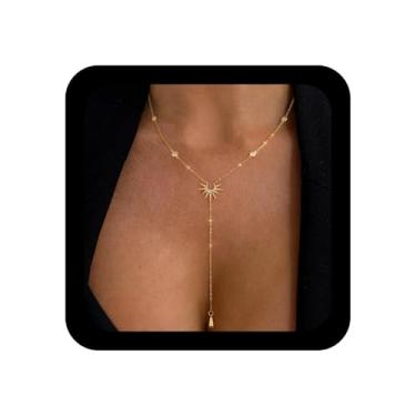 Imagem de Ximdble Colar vintage de cristal com gota de girassol em Y, colar de gargantilha de strass, colar com pingente de gota de ouro, colar de corrente de zircônia cúbica brilhante, cristal, explosão de sol