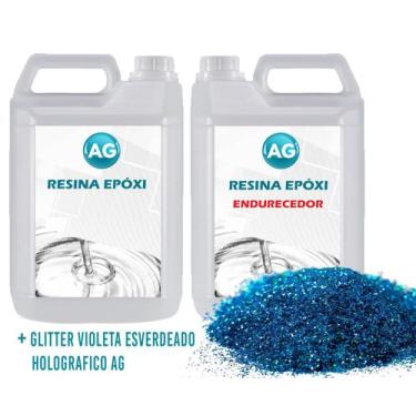 Imagem de Resina Epóxi 1KG + Glitter Violeta Esverdeado Holografico AG - Resinas