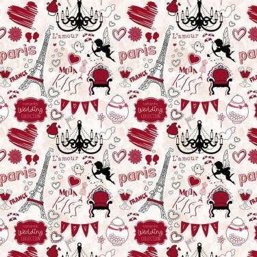 Imagem de Papel De Parede Paris França Vermelho Coração Autocolante