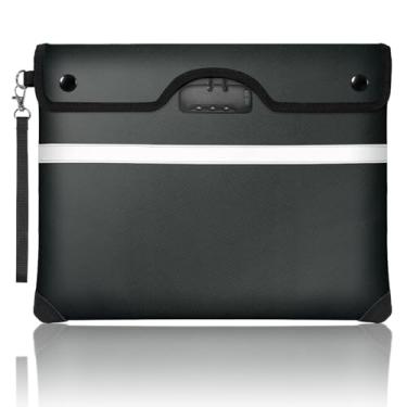 Imagem de Jsngbse Bolsa de documentos à prova de fogo de 3,426 °C com fechadura, bolsa à prova de fogo de 35 x 11,8 polegadas para documentos com zíper, envelope à prova de fogo resistente à água com tira