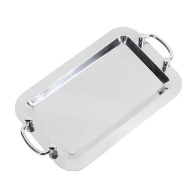 Imagem de Prato de buffet, bandeja de servir, superfície espelhada simples e brilhante para restaurante (retangular (comprimento 43 cm)