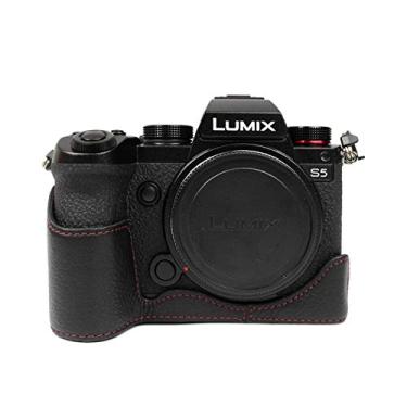 Imagem de Rieibi Capa Para Câmera Panasonic S5, Feita À Mão, Em Couro Legítimo, Compatível Com Lumix Dc-S5, Dc-S5Ii, Preta