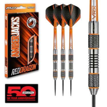 Imagem de (24.0 grams) - Red Dragon Amberjacks 90% Tungsten Steel Darts with Flights, Shafts, Wallet & Red Dragon Checkout Card