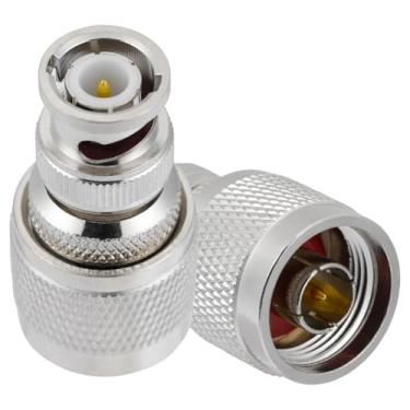 Imagem de POBADY 2PCS N Macho para BNC Macho RF Coaxial Adaptador 50 Ohm N para BNC Adaptador de Antena para Cabo de Extensão de Antena de Rádio