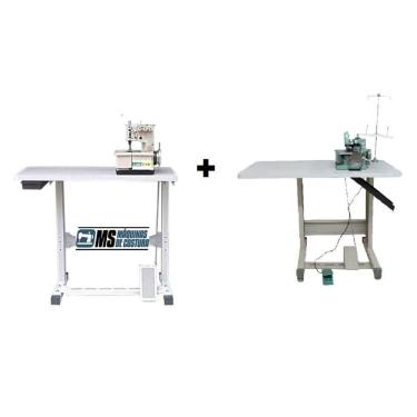 Imagem de Galoneira 3 Agulha + Overlock Semi Industriais + Bancadas