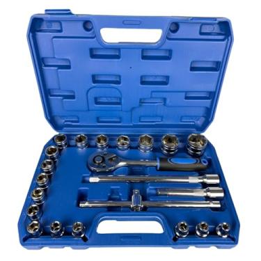 Imagem de Jogo Soquetes Sextavado 10 A 32mm Catraca 22 Peças Com Maleta