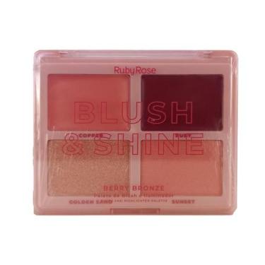 Imagem de Paleta de blush e iluminador ruby rose blush & shine berry bronze hb-m