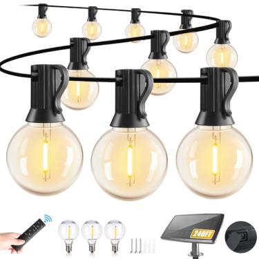 Imagem de Cordão de luzes solares de 240 m ao ar livre à prova d'água com controle remoto, luzes de corda alimentadas por energia solar G40 com 80 + 3 lâmpadas LED à prova de estilhaçamento, luzes solares