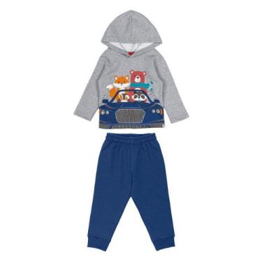 Imagem de Conjunto Bebê Longo Kyly Moletom Peluciado Capuz Estampado Menino