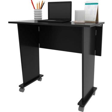 Imagem de Mesa Escrivaninha Dobrável Com Rodízio Preto