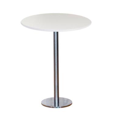 Imagem de Mesa Pisa Beta Bistrô Fratini 107,50cm (a) Disco Redondo Inox Tampo Mdp Redondo Branco 70cm (l)