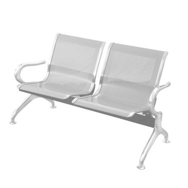 Imagem de Longarina 2 Lugares Montreal Or Design 120 Cm (larg) Aço Cromado Com Braços Externos