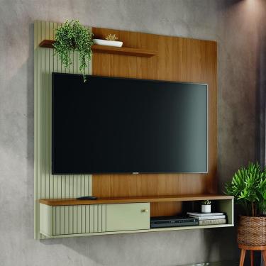 Imagem de Painel com Bancada Suspensa Aurora 160,5m c/ 1 Porta Deslizante - Cumaru/Opala Madetec