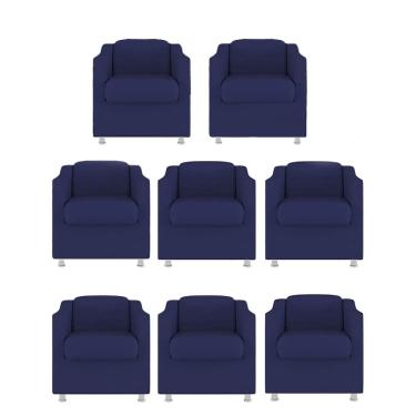 Imagem de Kit 8 Poltronas Bia Decorativa Reforçada Recepção Clinica Salão Sala De Estar Suede Azul Marinho