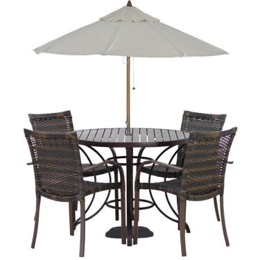 Imagem de Conjunto de 4 Cadeiras Ascoli e Mesa com Ombrelone em Alumínio para Área, Piscina