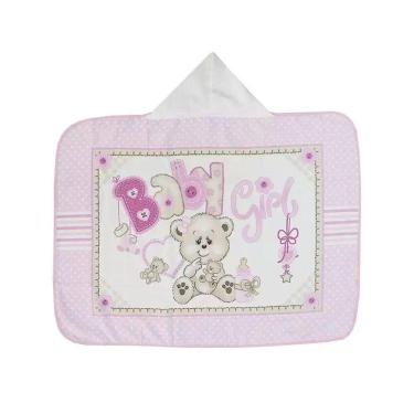 Imagem de Toalha Banho Velour AF958 com Capuz Baby Girl Rosa - Dohler